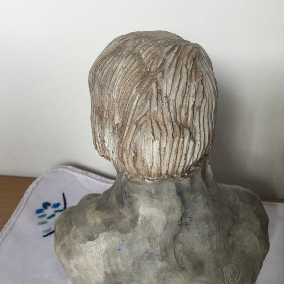 Vintage Figurine statue sculpture old man head very detailed artist signed rare - Picture 4 of 7